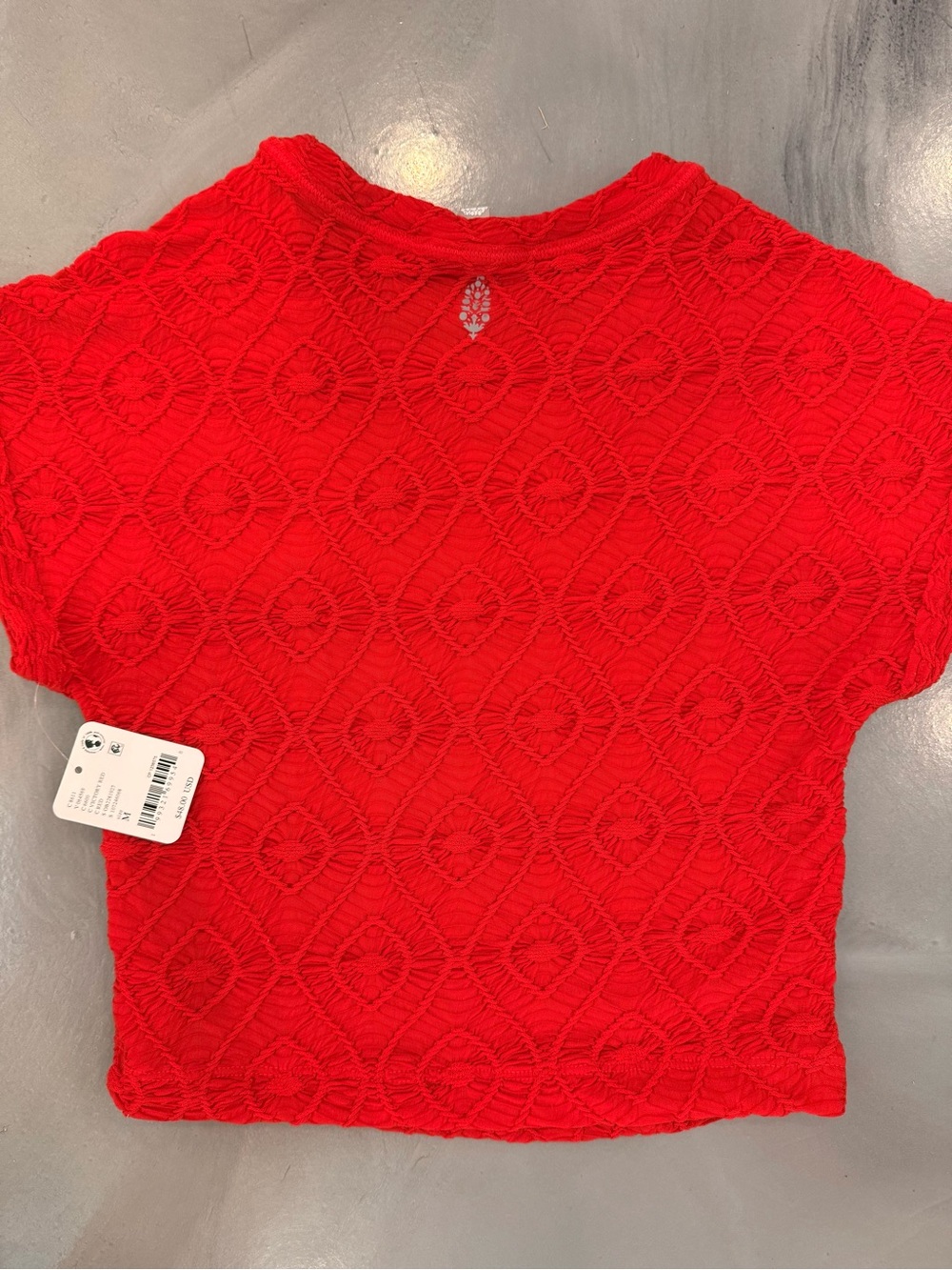 NWT FP Movement by Free People Red Short Sleeve Textured Tee - Picture 2 of 4